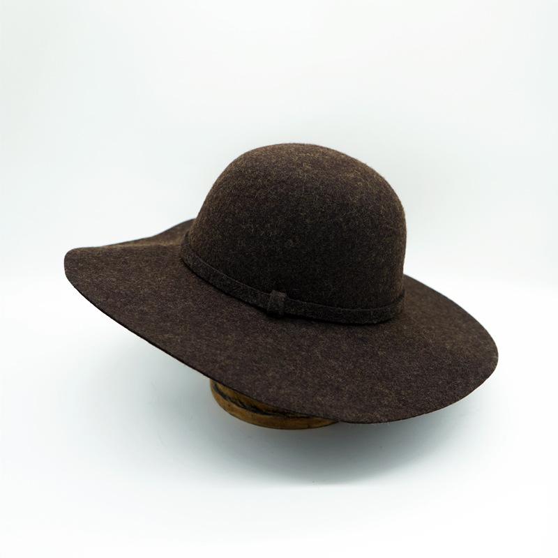 Белый Коричневый Японский Хепберн Шерстяной Куполообразный Волнистый Цилиндр Женский Элегантный Французский Ретро Фетровый Широкополый Модный M（56-58cm）