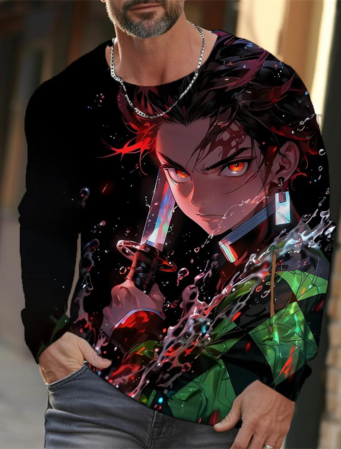 

Men s long-sleeved T-shirt 3D printing anime printing men s long-sleeved T-shirt autumn tops HD pattern printing T-shirt 6XL