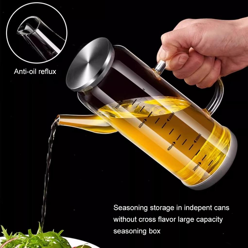 Heat-resistant Capacity Syrup With Steel Lid And Cap Oil Bottle Glass Easy-to-Clean Olive Oil Bottle Cooking Bottle
