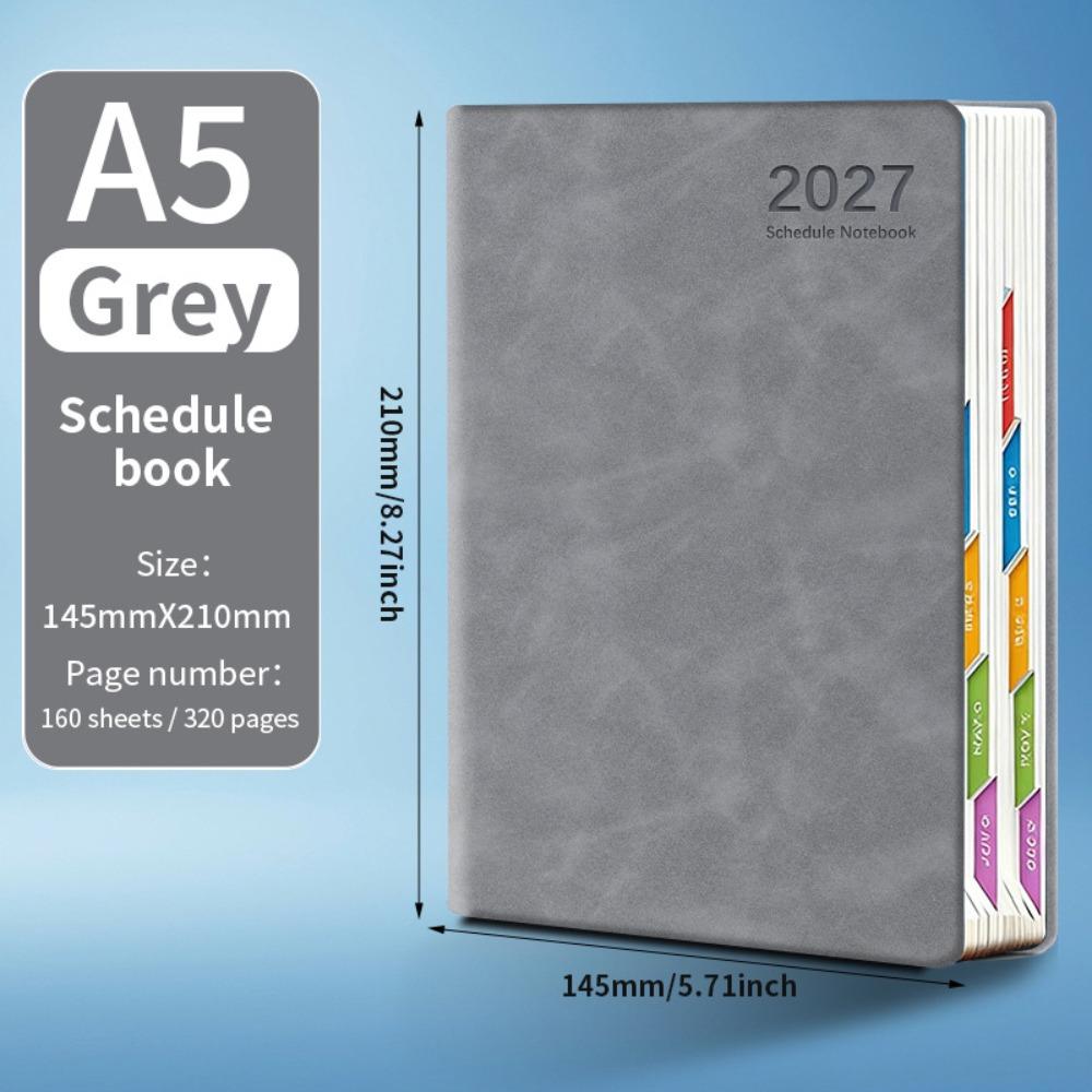 Portable A5 2027 Planner with Monthly & Weekly Plan Pages 365 Days Agenda Book Efficiency Schedule Notebook School Office