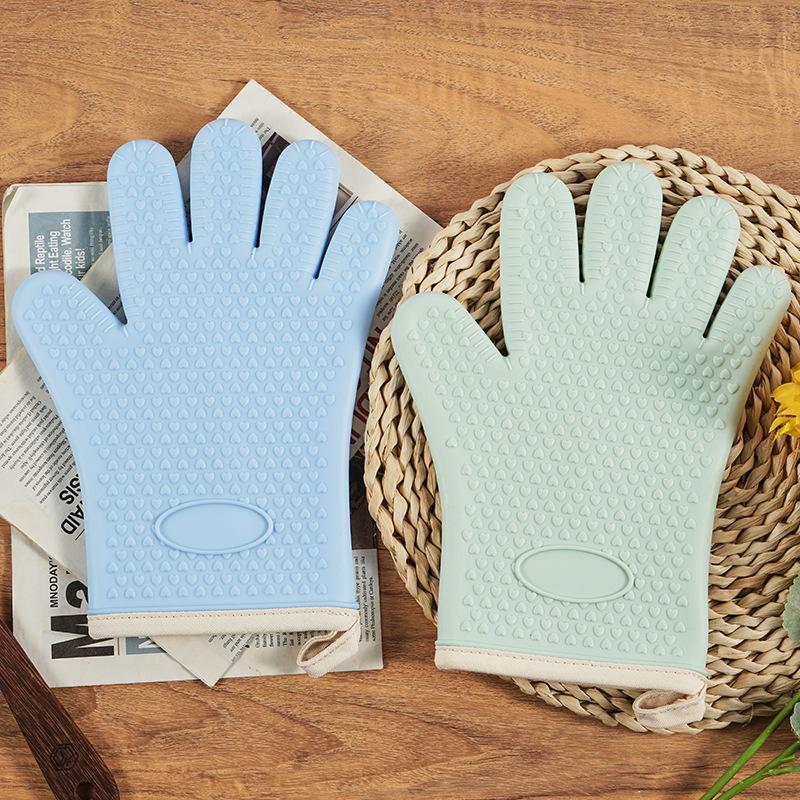 Anti-Scald Oven Gloves Thickened Silicone Insulation Non-Slip High Temperature Resistant Kitchen Oven Baking Gloves