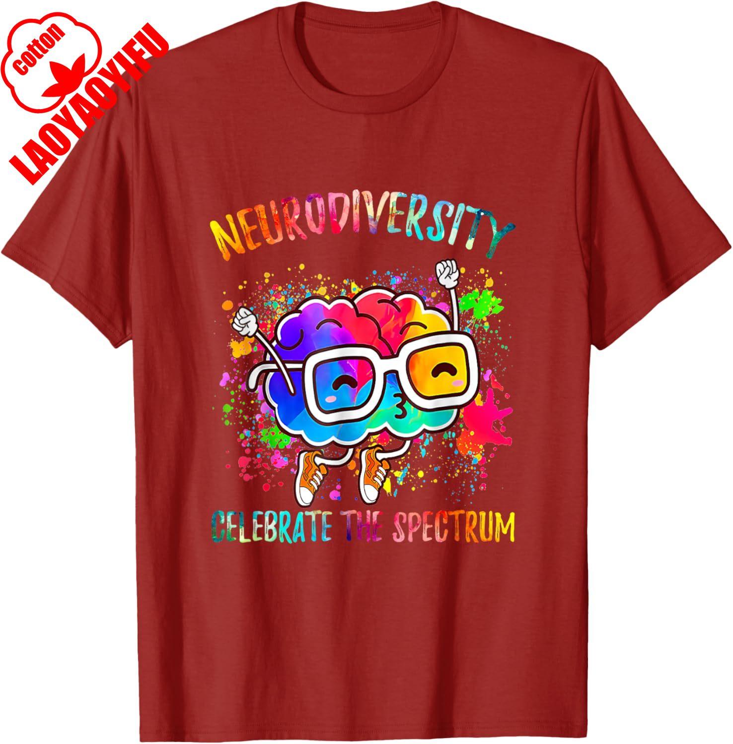 Autism Awareness Neurodiversity Celebrate The Spectrum Brain TShirt Harajuku Graphic Top Ropa Hombre Camisetas Breathable Tops 4XL