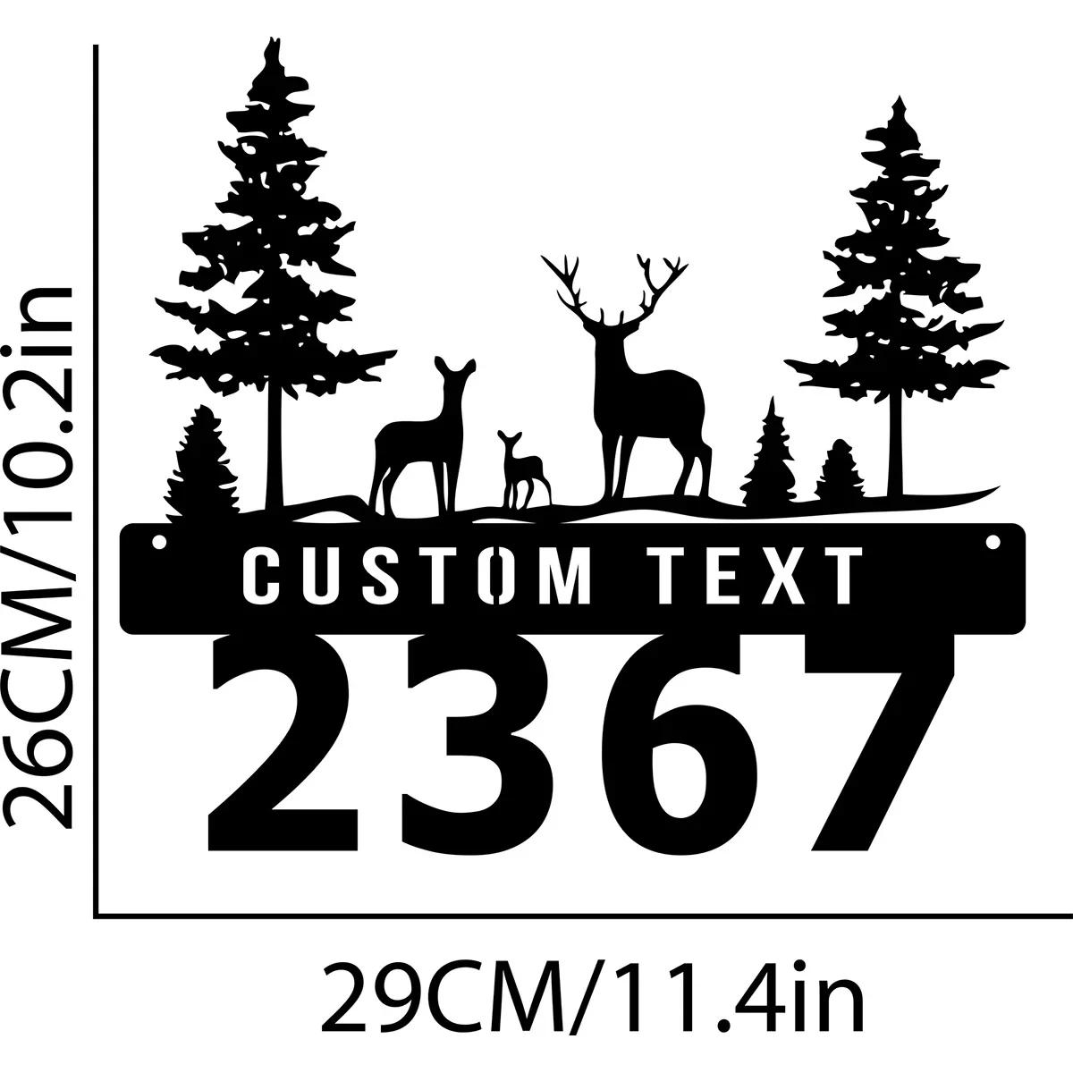 Metal Deer Hunting House Number Sign Outdoor Address Name Plate