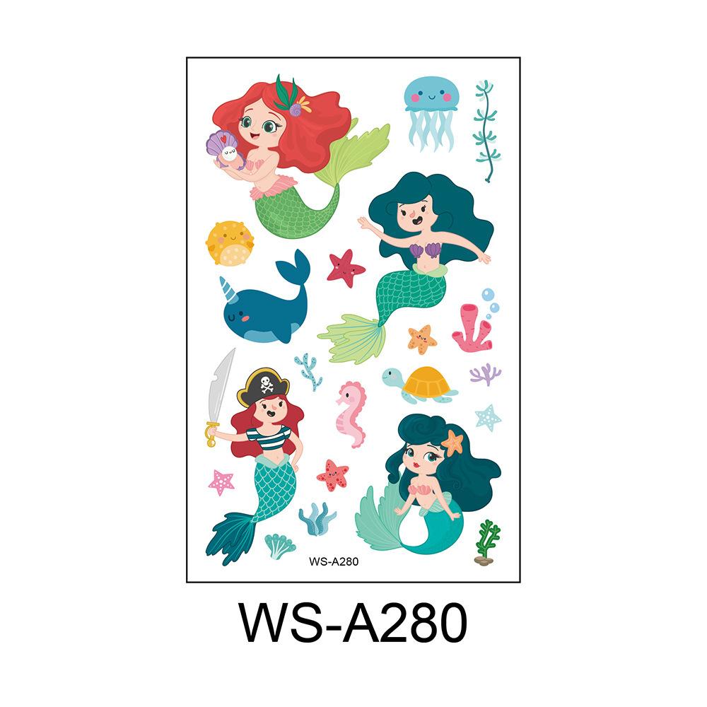 Children's Cartoon Mermaid Tattoo Sticker Pink Princess Waterproof Cute Fun Disposable Bonus Sticker