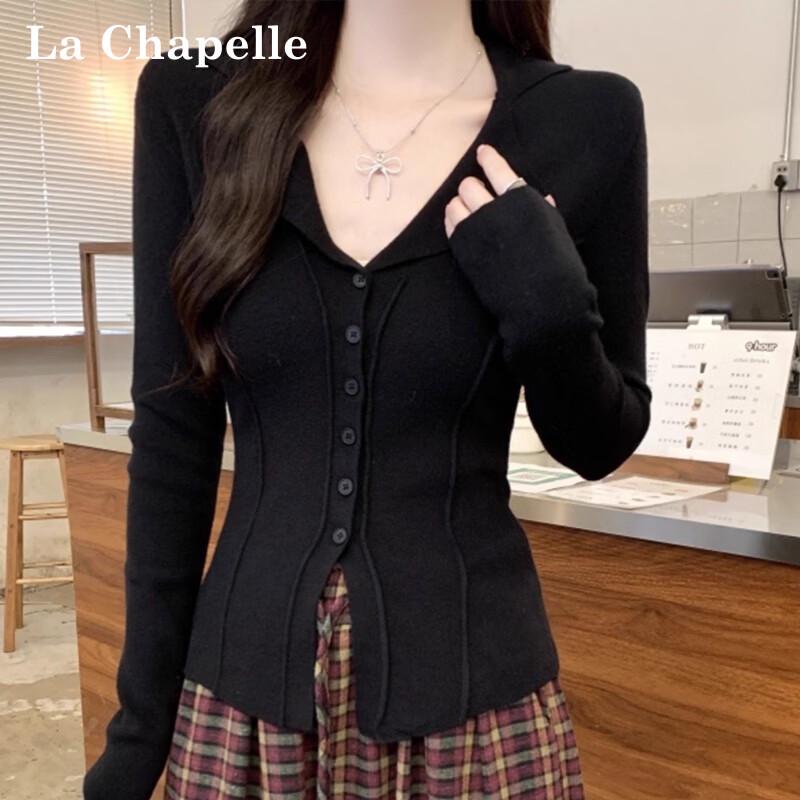 La Chapelle Women's V-Neck Casual Knit Cardigan