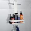 Bathroom Door Back Hanging Shelf Stainless Steel Over Glass Door Storage Rack Shampoo Holder Toiletries Storage Tray with Hook
