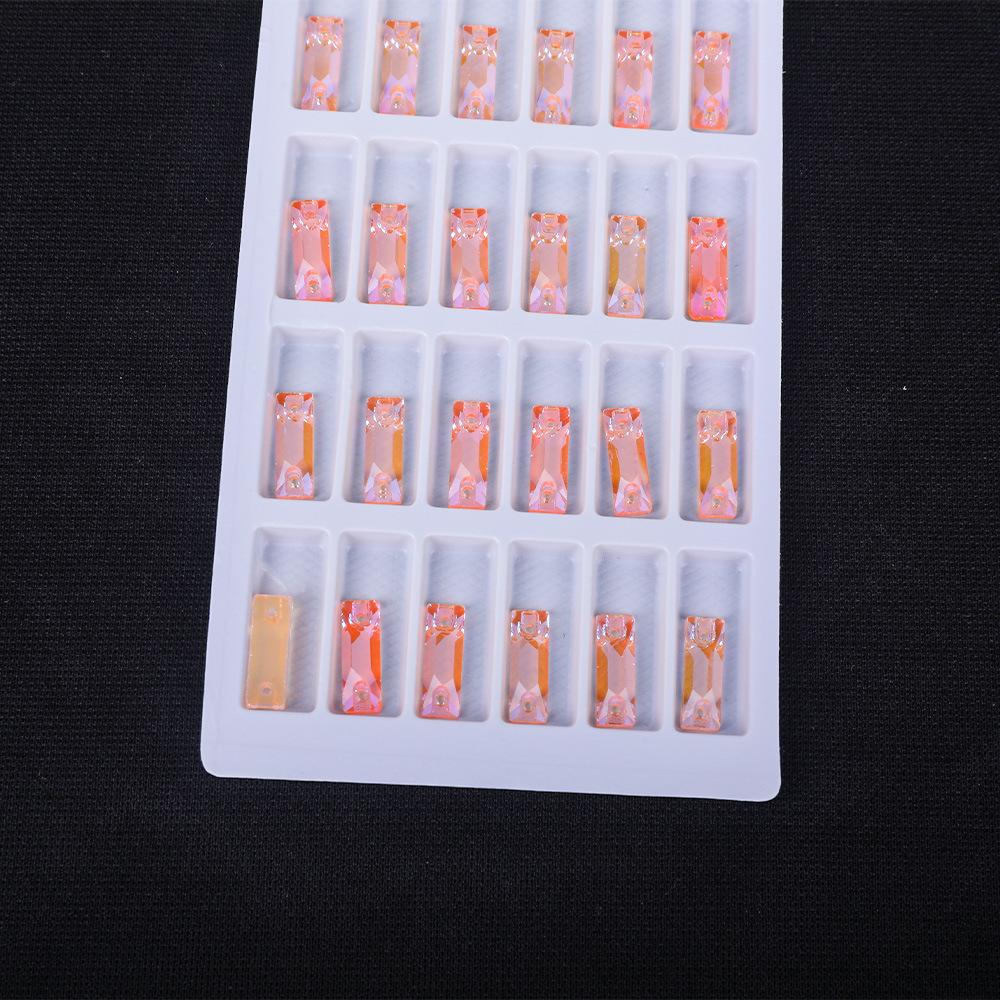 Long Fluorescent Glass Flat Buckle Hand Seam Drill, Double Hole Rhinestone Flat Bottom Drill Diy Accessories Material Package