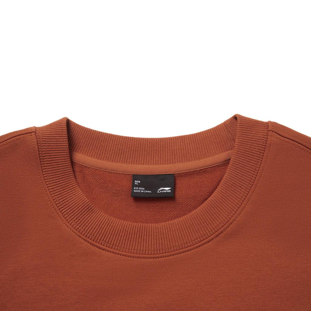 Li Ning Comfortable Round Neck Simple Letter Print Loose Versatile Sweatshirt Unisex Sweatshirt AWDVF85-4