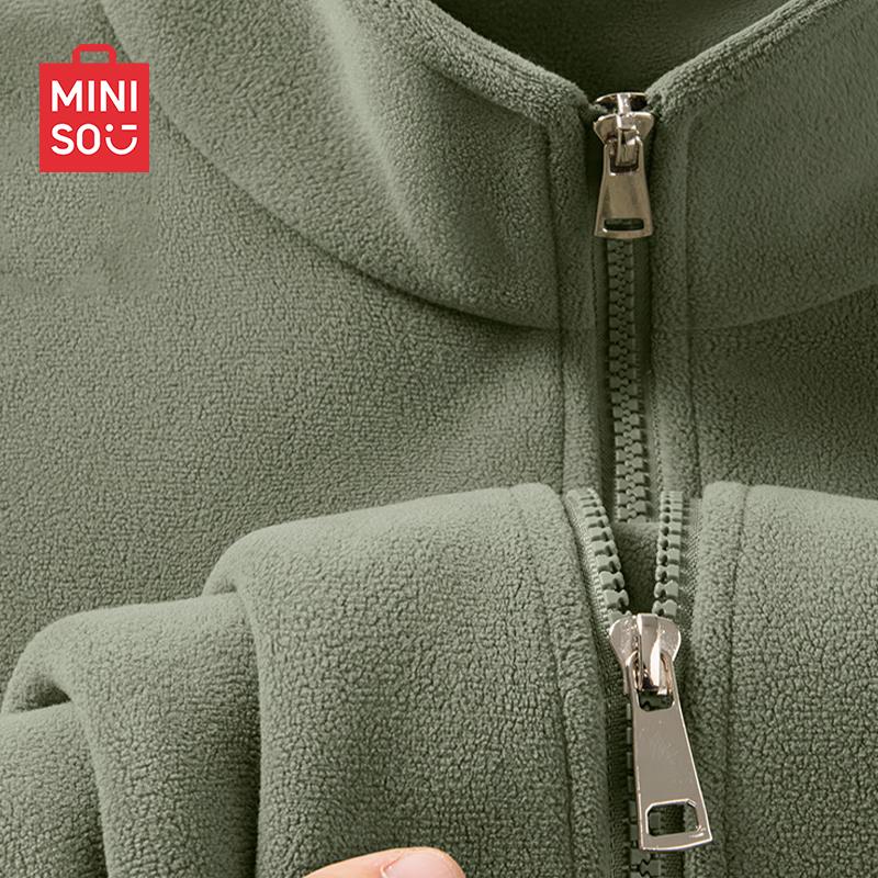 

MINISO Men s Stand Collar Thickened Fleece Jacket 3XL