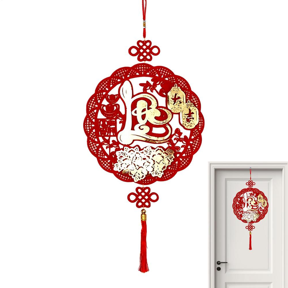 Spring Festival Decorations Chinese Good Luck Pendant 2026 Flocking Tree Ornaments Festival Charm For Home Office Car Door Wall