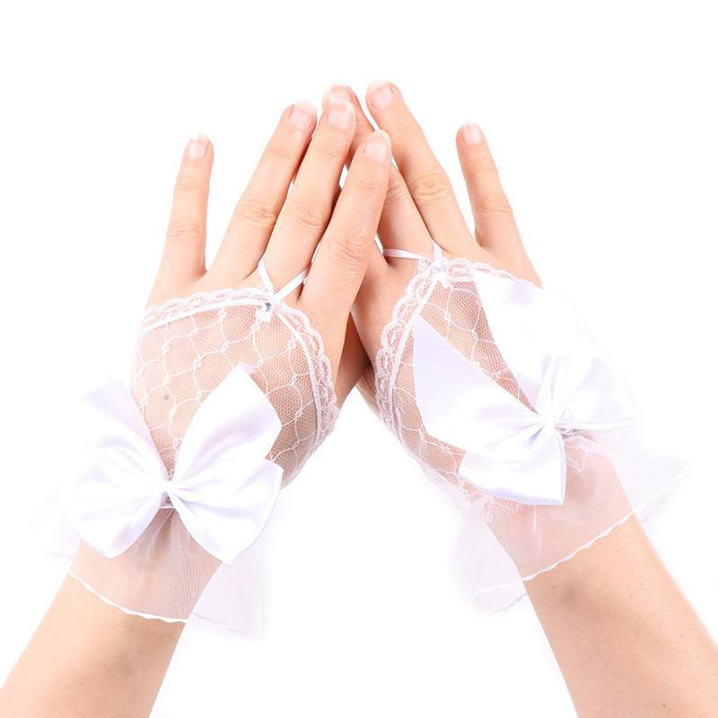 1 Paar Nagelzubehör Fotografie Spitze Netz Hohl Schleife Handschuhe Kurz Fingerlos Ärmel Dekoration Nagel Gel Lack Display