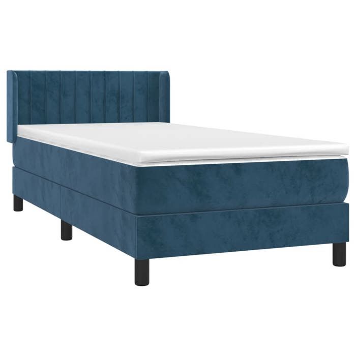 3131055 vidaXL Lit à sommier tapissier avec matelas Bleu foncé 90x190 cm