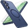 Case for Samsung Galaxy S26 FE, Shockproof with Magnetic Ring - Navy Blue - 2 Tempered Glasses