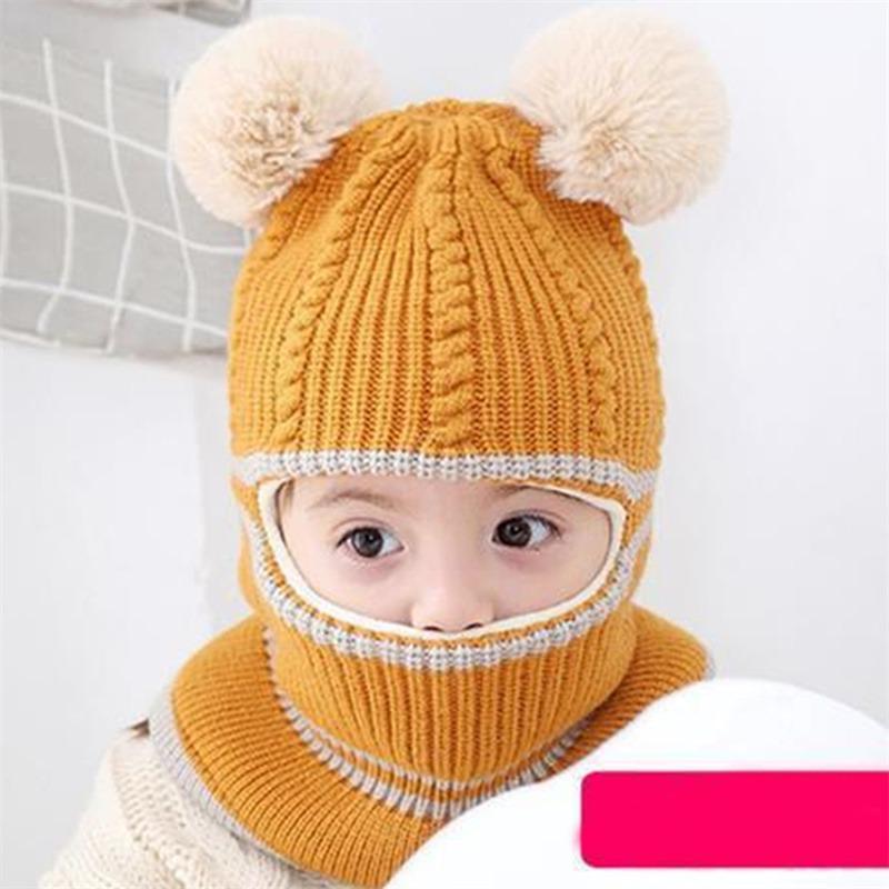 Baby Wintermütze Pompom Kinder Strickmützen Baby Mädchen und Jungen Mütze mit warmem Fleecefutter Mützen für Kinder