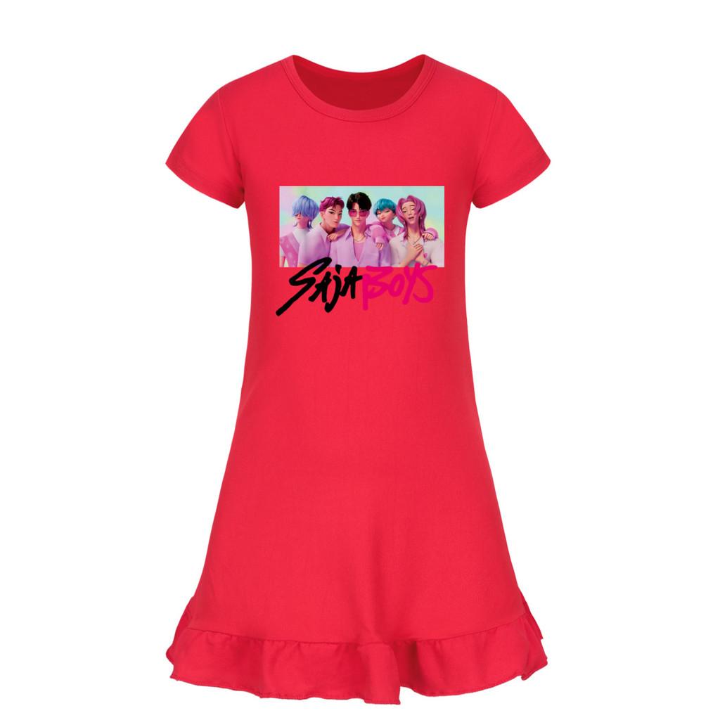 5028 Kids Girls Sajaboys Mira Zoey Rumi Printed Ruffle Short Sleeves Casual Dress