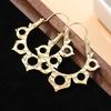 Ethnic Gold Color Metal Geometry Carving Petal Earrings Vintage Hollow Spiral Dangle Earrings for Women Jewelry
