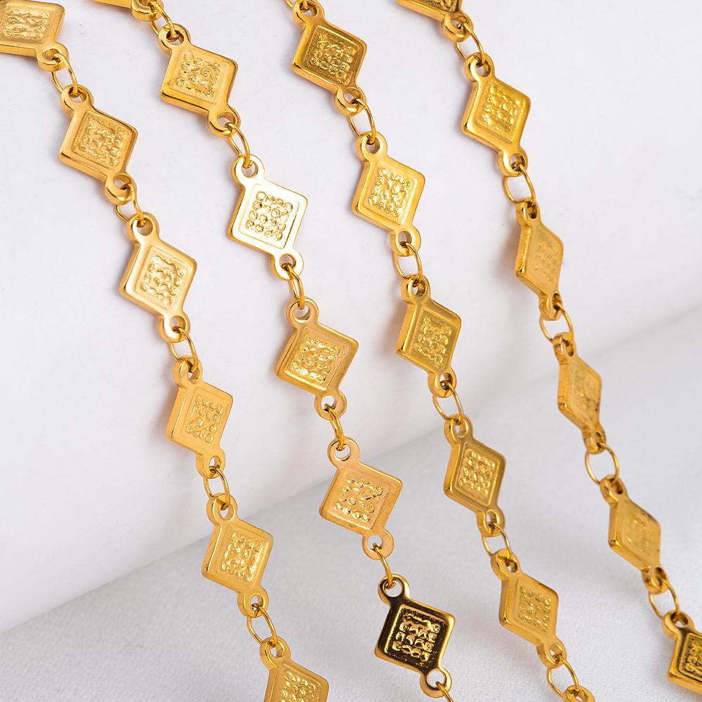 0.5M 1M Geometry Striped Square Necklace Chain Stainless Steel Circle Link Chains DIY Women Bracelets Jewelry Making Body Chain
