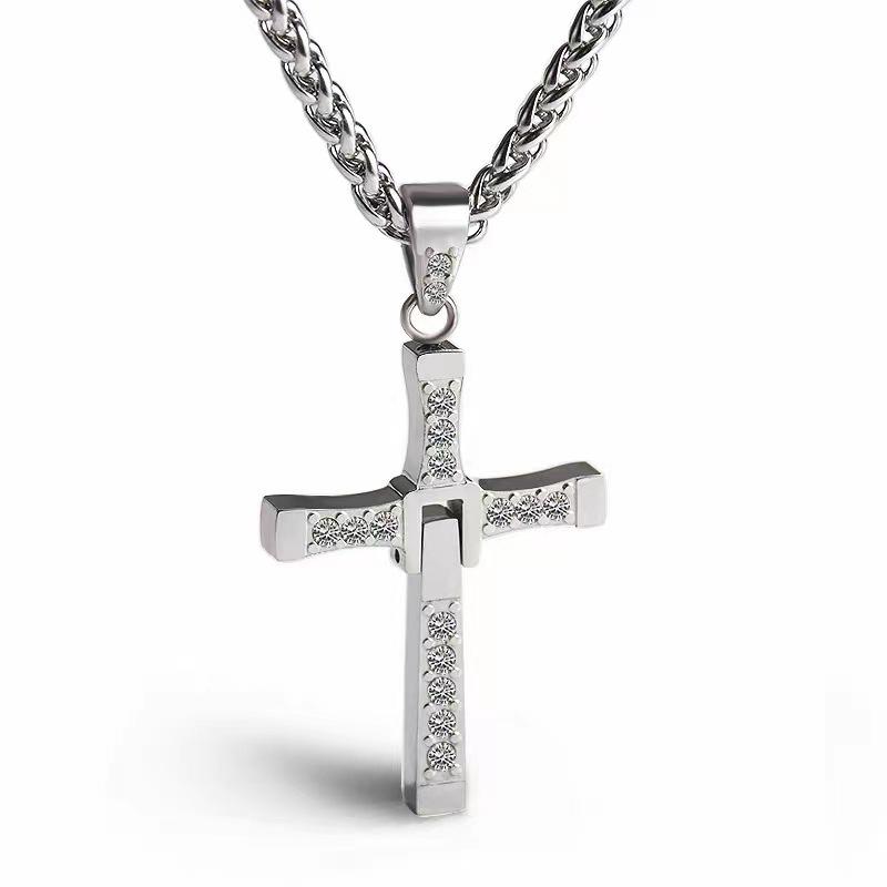 Cross Necklace Men's Trendy European and American Sweater Chain Trendy Brand Versatile Men's Pendant