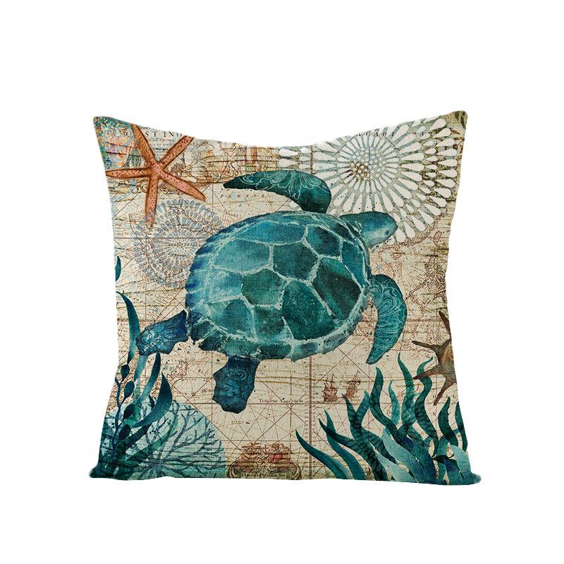 Home Marine Life Polyester Printed Pillow Case Combination Car Pillow Cushion Cover