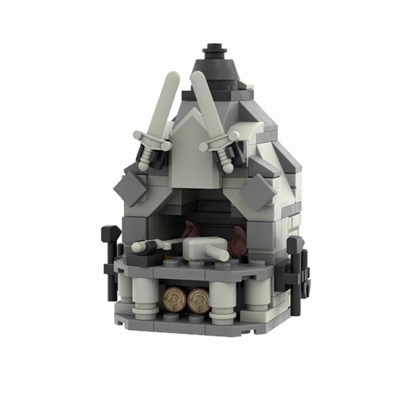 MOC Set de Briques de Construction Château Panneau d'Affichage Tente Catapultes Médiévales Fontaine puits Tas de Fourrage Jouet en Brique Assemblé