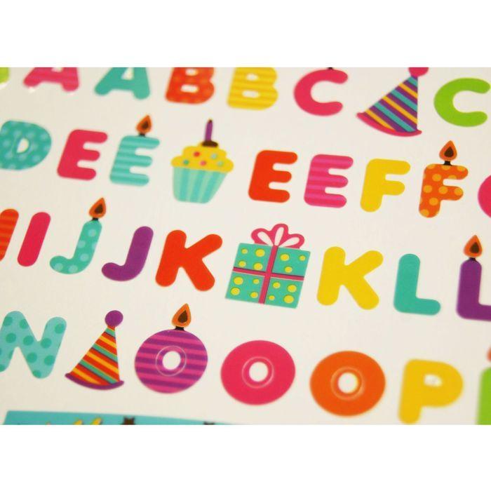 87 Autocollants - Alphabet &amp; Chiffres bougies - Anniversaire