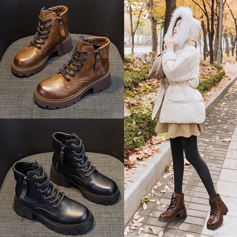 

Осенние кожаные женские ботильоны Doc Martens на платформе 34 чёрный