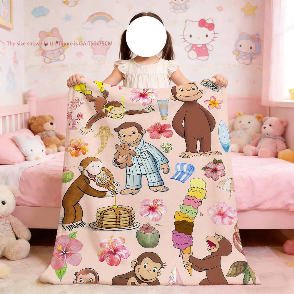 Curious George Blanket For Soft Throw Blanket for Picnic Bed Sofa Home Bedroom Cozy Warm Comfortable