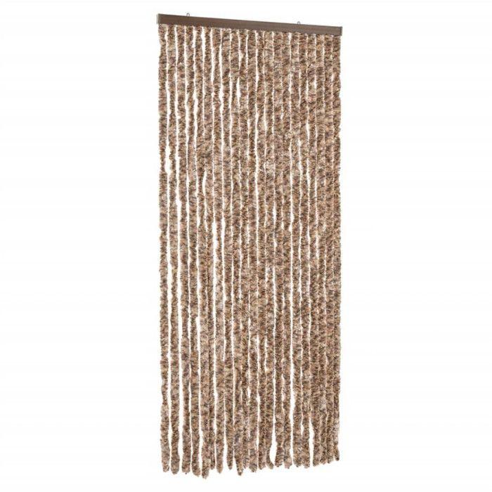 VidaXL Fly Curtain, Insect Screen with Hook, Adjustable Length and Width Door Curtain, Beige and Brown 377321