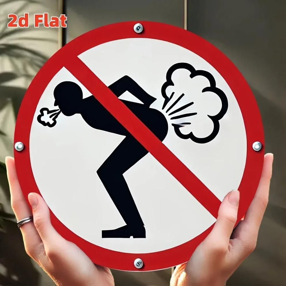 Cartello 'D Flat No Farting' Divertente Decorazione Murale Targhetta Decorativa in Alluminio Metallo Badge di Avvertimento da Collezione