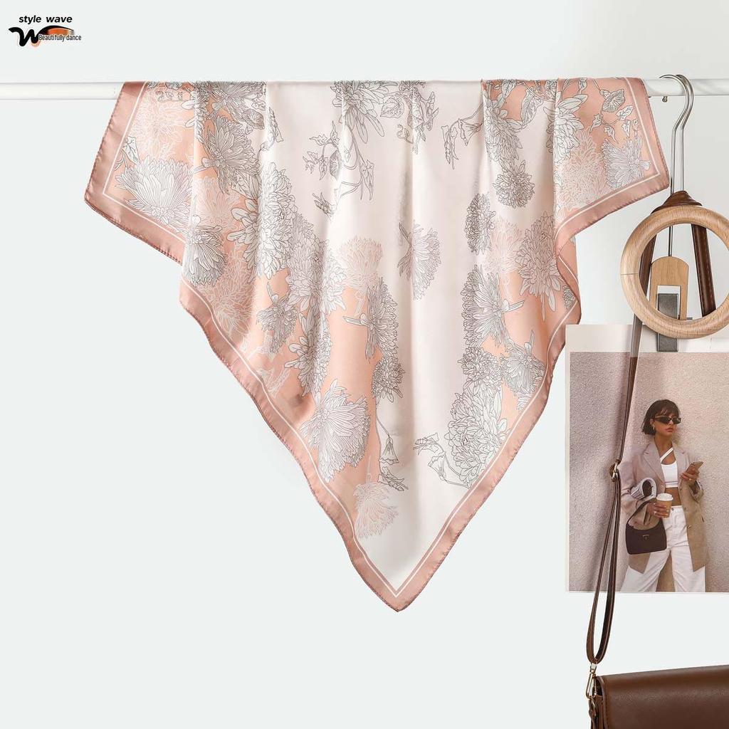 Women's Korean Silk Print Small Square Scarf - Versatile Neck Scarf