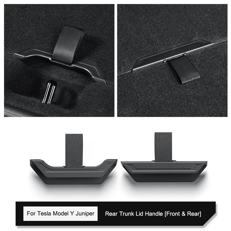 For Tesla Model Y Juniper Trunk Lid Handle Rope Nylon ABS for New Model Y 2025 Rear Trunk Lid Front Rear Auxiliary Handle 2 PCS 2PCS Set
