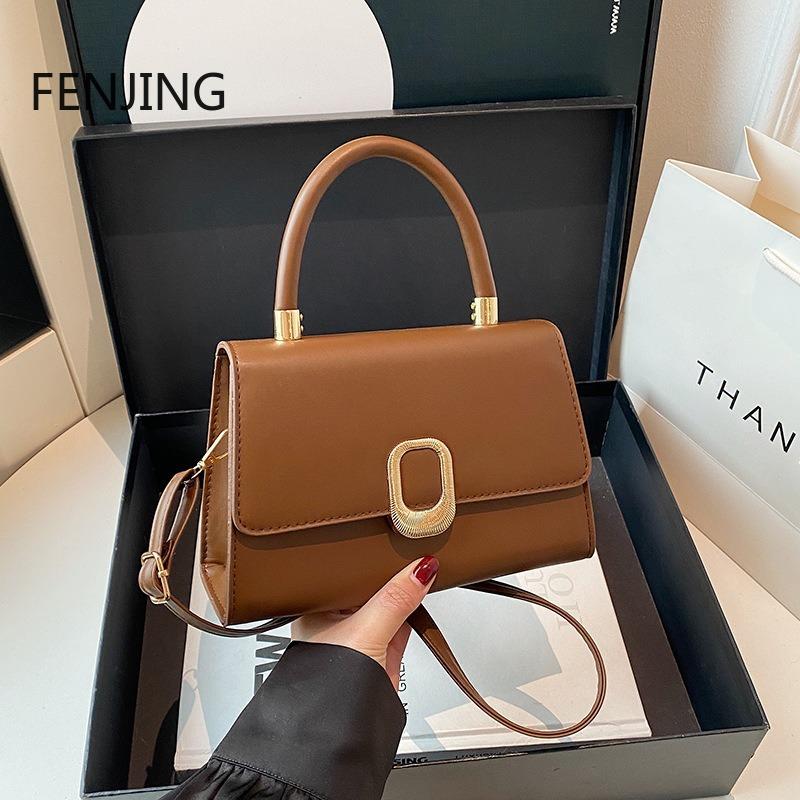 Simple Handle Handbags Small Square Bags 2025 Summer New Fashion Shoulder Bags for Women Pink Day Crossbody Bags Leather Purse