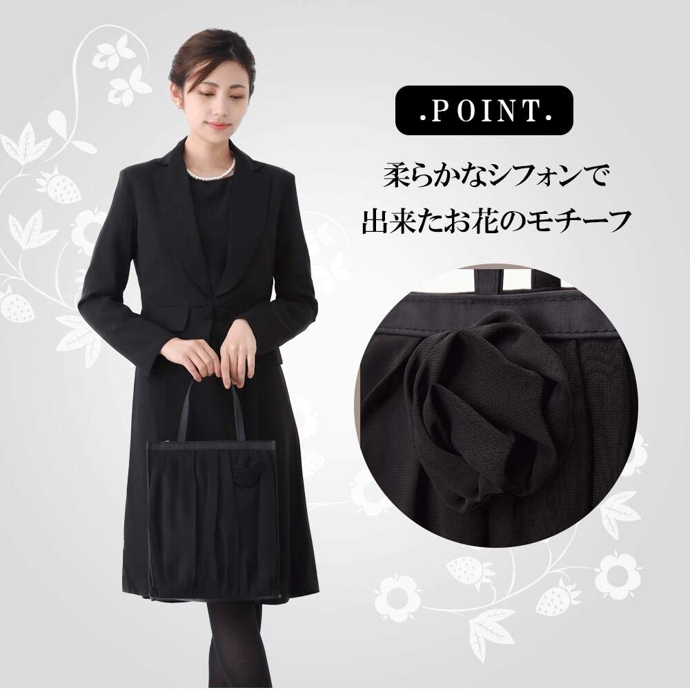 Piena Women's Formal Bag, Lightweight Polyester Chiffon with Floral Motif, Black, Perfect for Weddings, Funerals, and Other Occasions, Available in