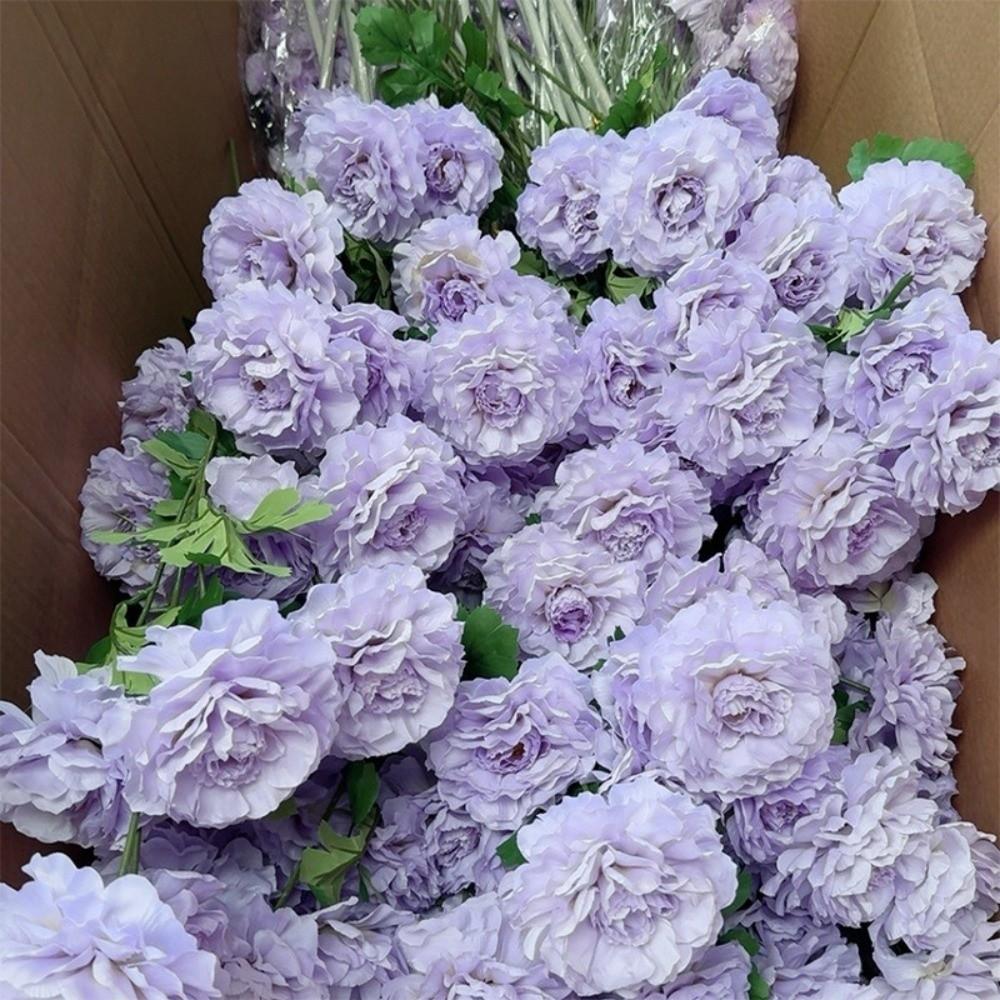 4 Heads Large Peony Artificial Flowers Long Branch Faux Silk Flower Wedding Decoration