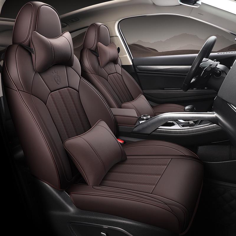 Durable, easy-clean leather steering wheel cover and seat cushion set for Geely Bin Yue.