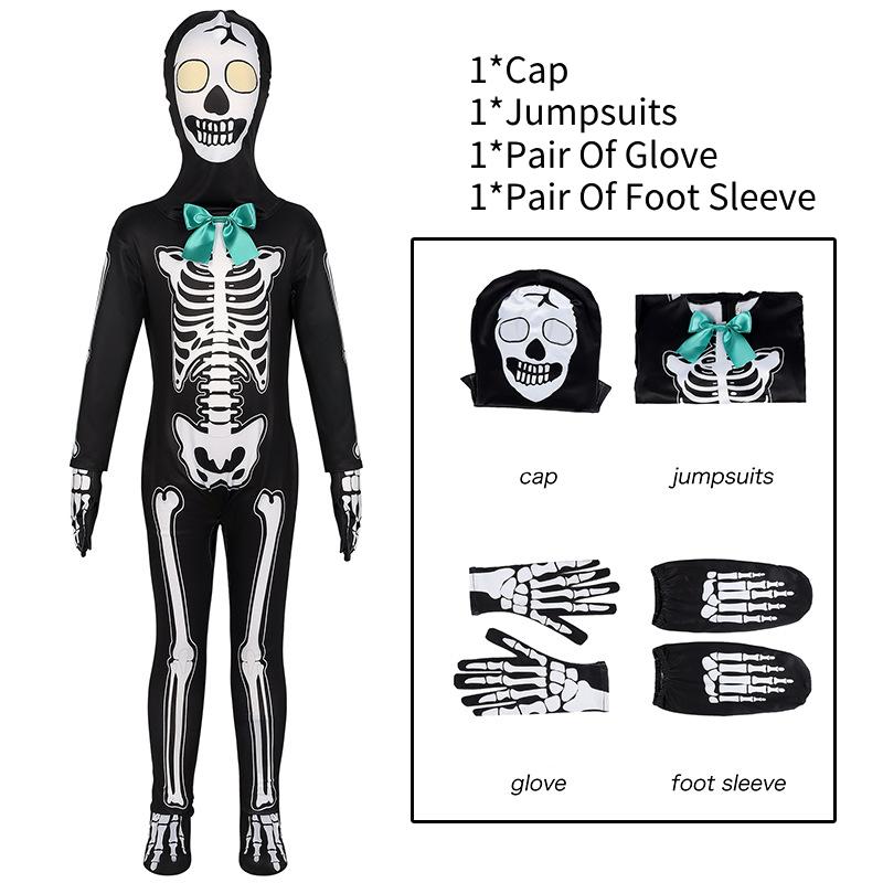 

Death Halloween Children Skeleton Role Play Outfits Party Stage Performance Suit 110（For Children）