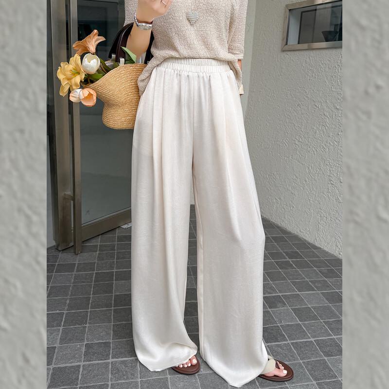 Women's High-Waisted Straight-Leg Elastic Waist Casual Pants