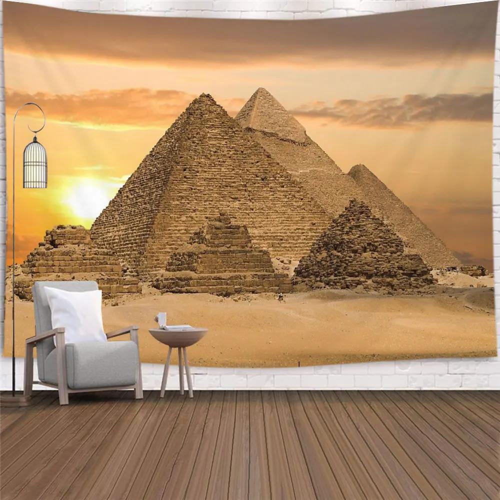 Tenture murale tapisserie de voyage Égypte Pyramide sacrée égyptienne Histoire dans la nature du désert Soleil Décoration d'intérieur Tapisseries Couverture murale