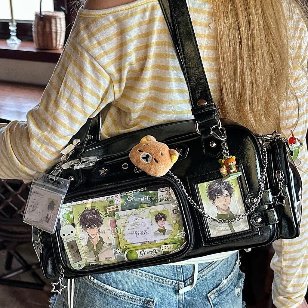 New Y2k Star Chain Ita Bag Cute Girl Comic Exhibition Transparent Shoulder Bag Large Capacity Crossbody Bag DIY Display Handbags
