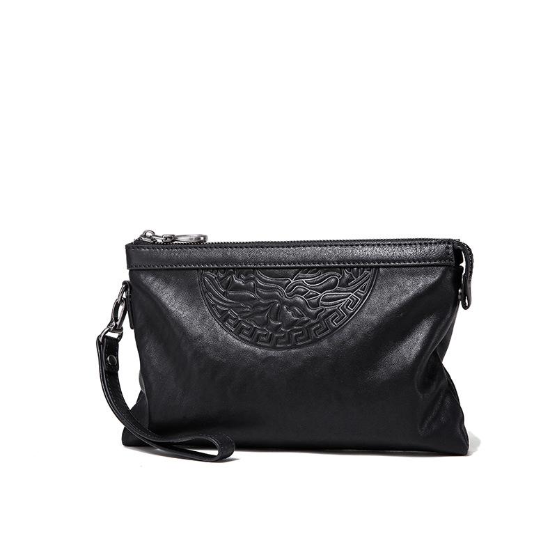 Genuine Leather Men's Business Casual Men's Cowhide Clutch Envelope Stylish Large Capacity Clutch Bag for Men