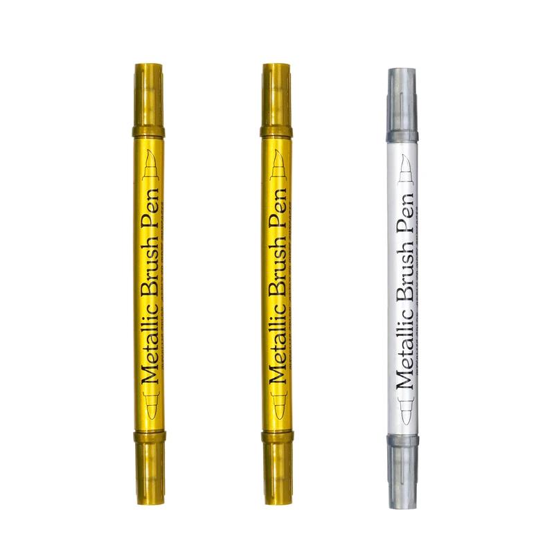Çift Başlı Renkli Metal Suya Dayanıklı Kalıcı Boya İşaretleyici Kalemler Altın Gümüş Renk DIY Sanat İşaretleyici Kalem Sanat Boyama Malzemeleri İçin