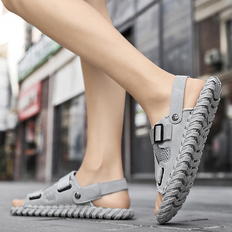 Summer Men Sandals Genuine Leather Mens Casual Shoes Outdoor Men Leather Sandals for Men Beach Shoes Roman Mens Shoes