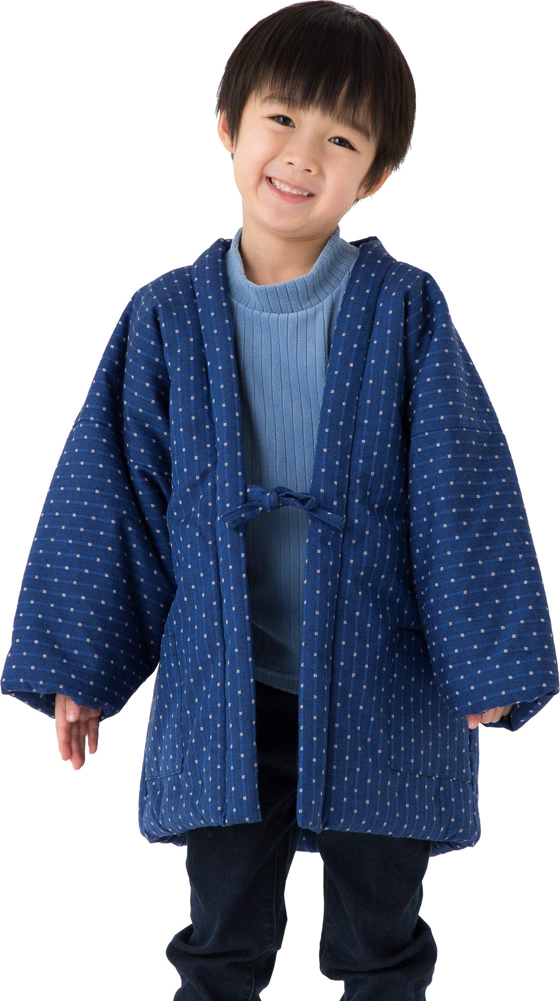 

Watanosato Hanten Classic Dobby Pattern with Bean and Square Hand-Padded (Hanten) - Weave, Children s (Size 130, Blue) синій