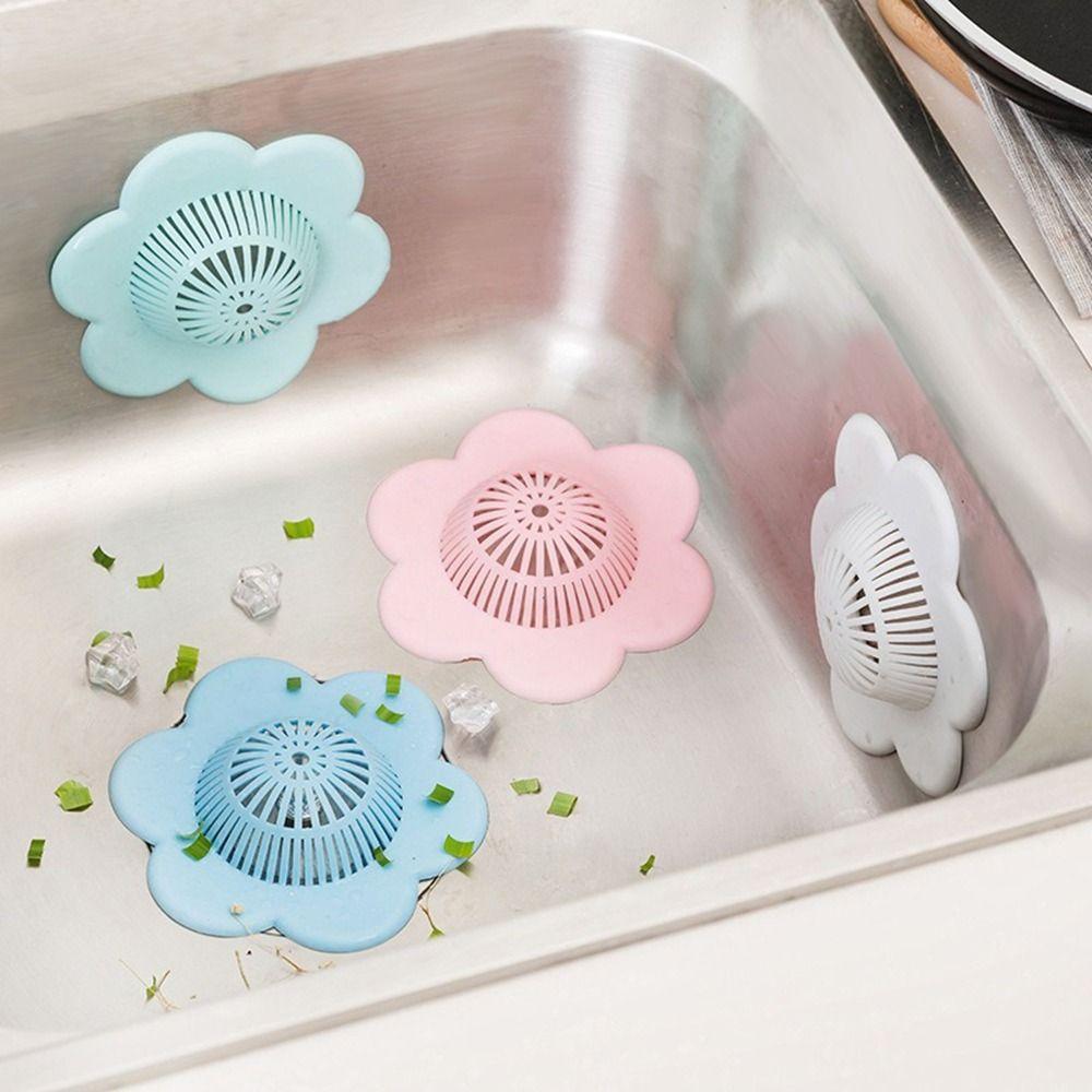 4Pcs Soft Flower Sink Strainer Anti-clogging Hair Catcher Floor Drain Covers  Bathtub