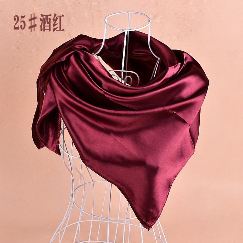 Selected solid color imitation silk generous silk scarf, women's silk scarf 90 * 90 color diced versatile scarf