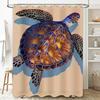 Beach-themed Bath Mat Set: Blue Ocean Turtle Shower Curtain with Vivid Colors for Bathroom Decorations Size 69x70 inches (L x W)
