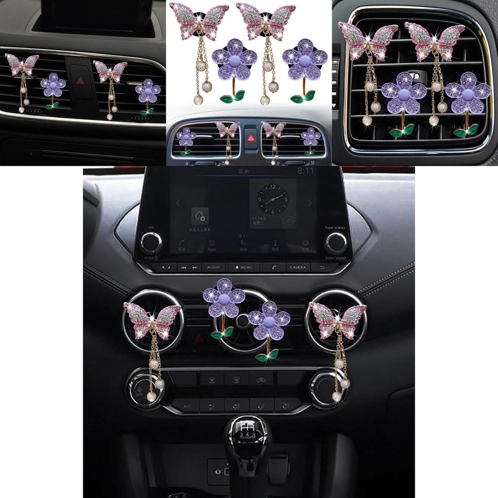 Butterfly Metal Material Pendant Car Vent Air Freshener Aromatherapy Clip Set
