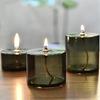 1PC Table Candle Rustic Oil Lamp with Wick Home Decoration Grey Green Cylindrical Transparent Glass Candlestick Christmas Dinner