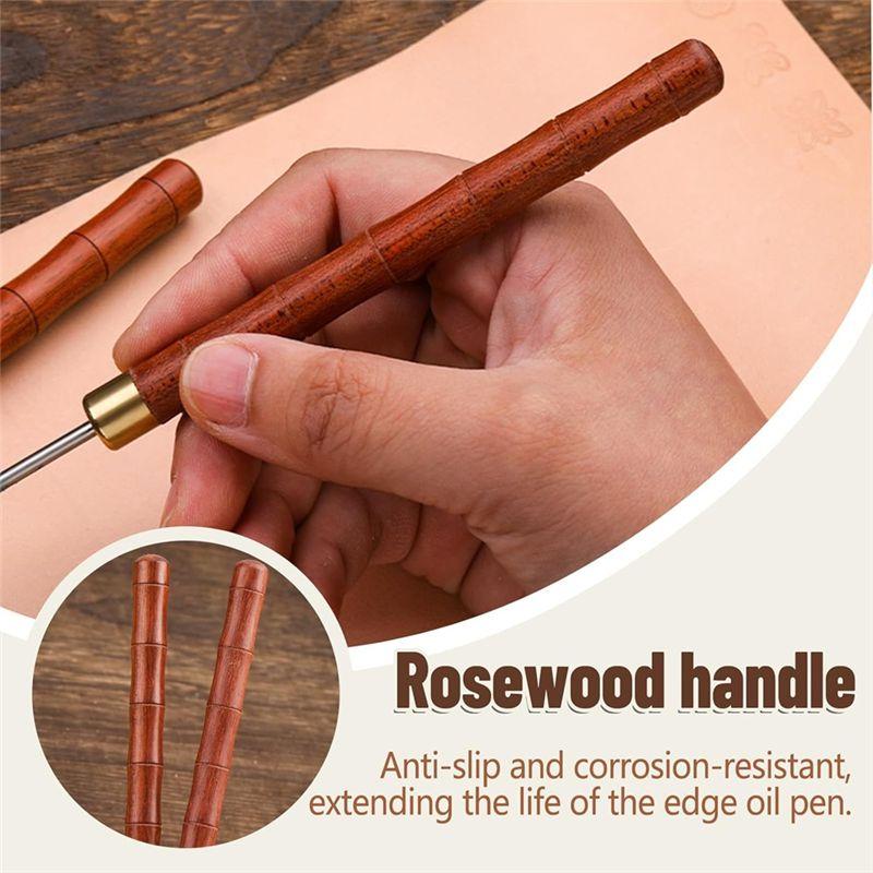 AEE4-2Pcs Leather Edge Dye Pens, Leather Edge Roller Pen Applicator, Leather Edge Printing Tools For Leather Craft DIY Work