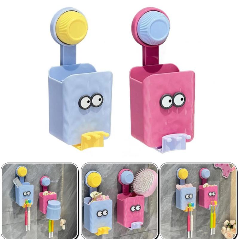 Yousheng Toothbrush Holder Wall-Mounted Organizer with Storage Compartment Strong Load-bearing Easy To Install Suction Cup Toothbrush Rack